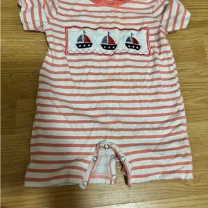 Striped Baby Romper with Sailboat Design